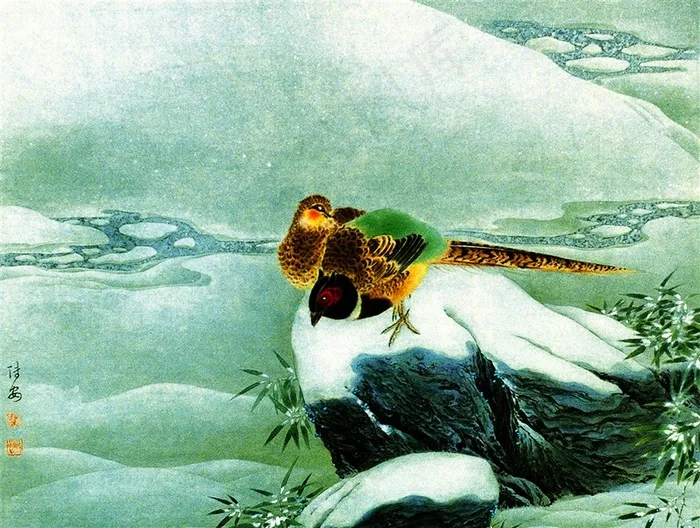 冬季小鸟工笔画