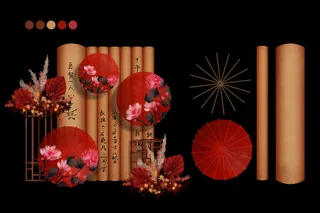 婚礼中式道具屏风