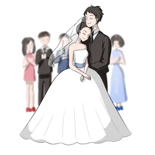 婚纱卡通人物婚礼白纱结婚婚纱摄影手绘