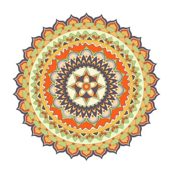 中国风古典民族风手绘曼陀罗花纹圆形插画AI矢量装饰图案PSD素材ai矢量模版下载