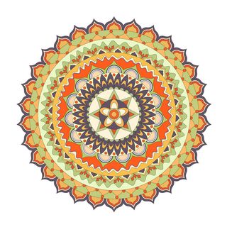 中国风古典民族风手绘曼陀罗花纹圆形插画AI矢量装饰图案PSD素材