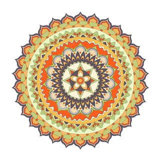 中国风古典民族风手绘曼陀罗花纹圆形插画AI矢量装饰图案PSD素材