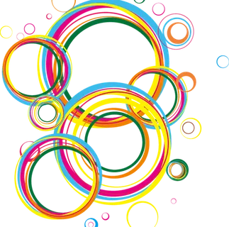 圆形波纹彩色卡通科技kv主视觉素材