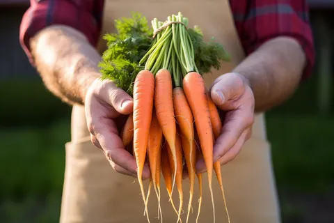农夫手捧着一把胡萝卜摄影图 农夫手捧着一把胡萝卜摄影图