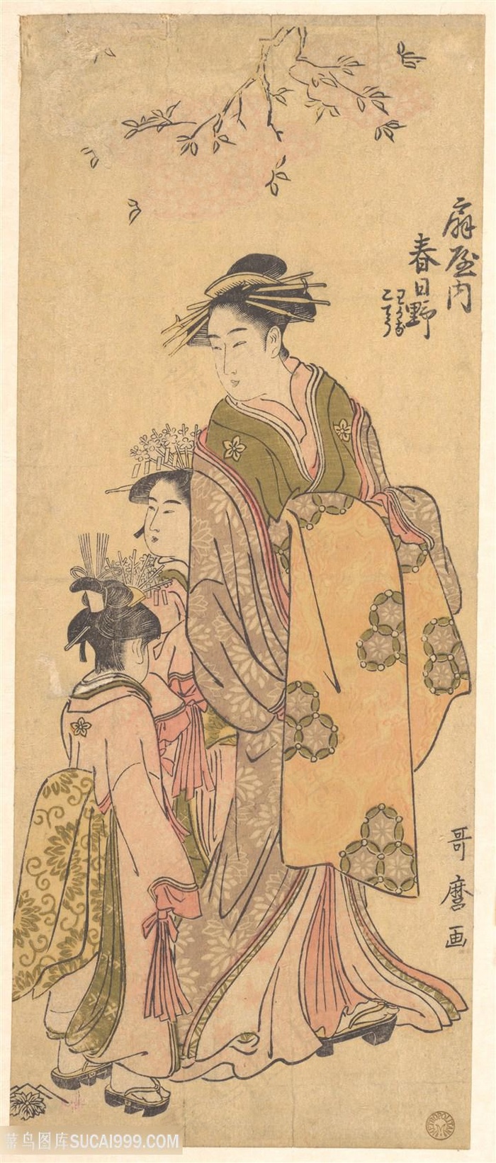 喜多川歌磨唯美日式美女装饰画