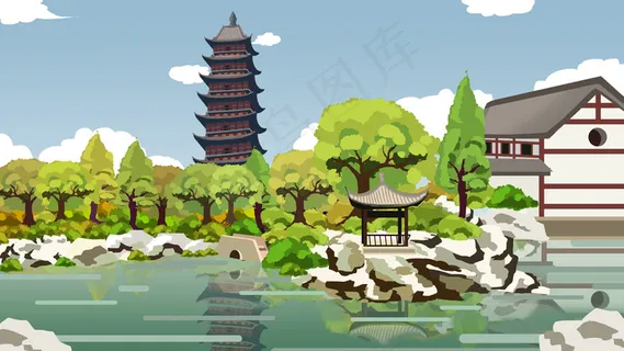 古风建筑插画 古风建筑插画