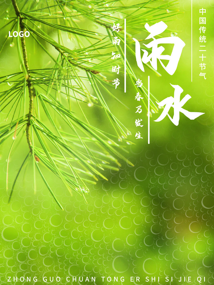 创意24节日二十四节气雨水春节春天宣传祝福海报模板PSD设计素材psd模版下载