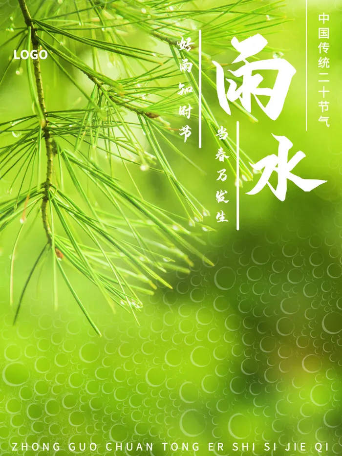 创意24节日二十四节气雨水春节春天宣传祝福海报模板PSD设计素材psd模版下载