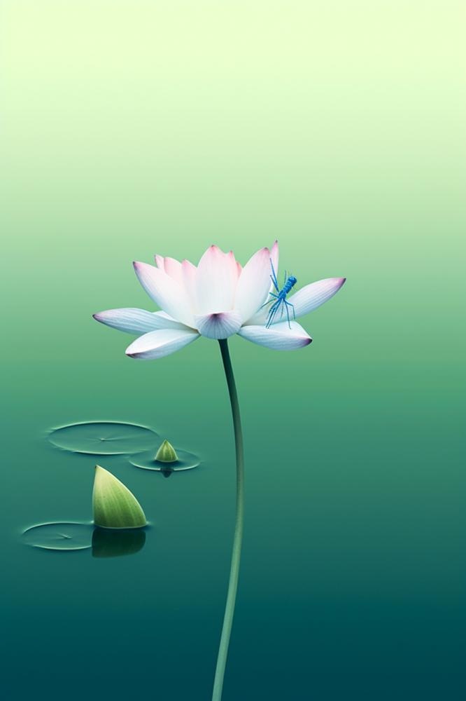 清新浅绿色荷花节气背景(896x1344)