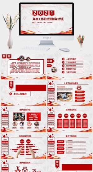 喜庆完整2021年工作计划述职报告ppt模版