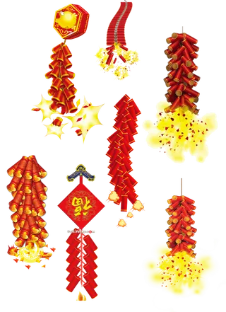 红色烟花爆竹免扣素材