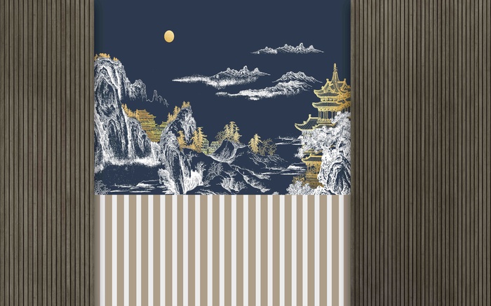 新中式现代背景墙psd模版下载