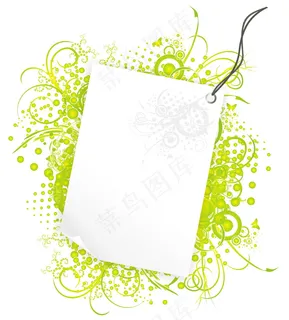 绿色花纹便签背景图片 绿色花纹便签背景图片