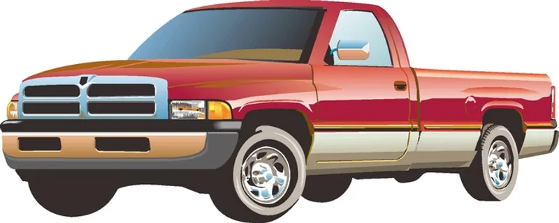 橙色简约风皮卡车汽车矢量图素材