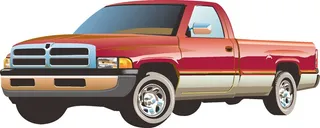 橙色简约风皮卡车汽车矢量图素材