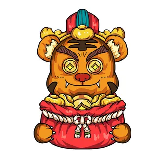 PNG免扣2022虎年新年春节元旦卡通老虎形象图片插画PSD设计素材