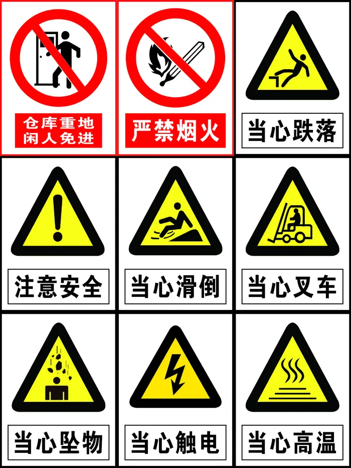 安全警示牌cdr矢量模版下载