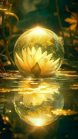 夏季白莲花在水中，水珠露珠阳光，夏至小暑大暑