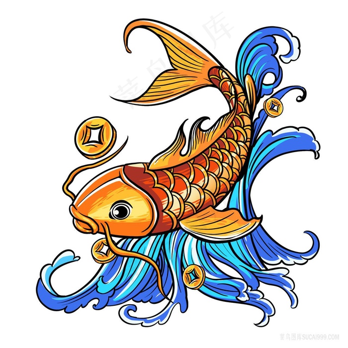 金龙鱼锦鲤png卡通图片