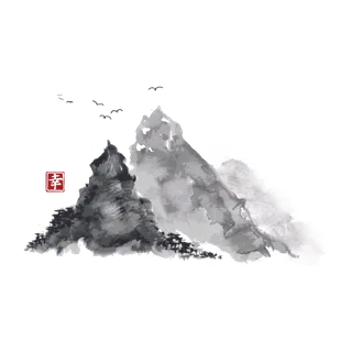 山水画素材中国风水墨画素材元素中国画