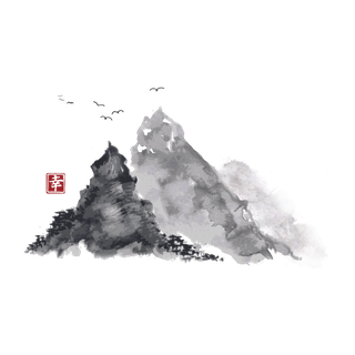 山水画素材中国风水墨画素材元素中国画