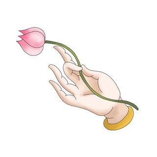 禅意佛手拈花指莲花佛珠敦煌文化线描稿国潮风元素设计模板素材