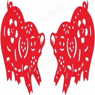 猪剪纸 剪纸风元素