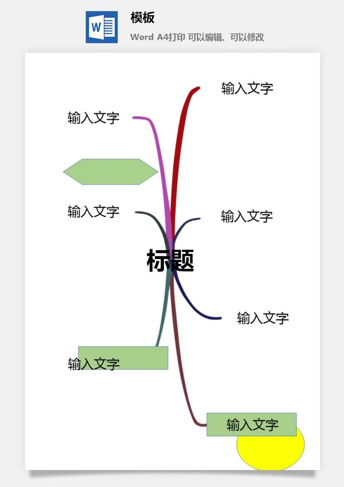 鱼骨大脑树状思维导图ppt模板工作学习项目培训流程逻辑word格式