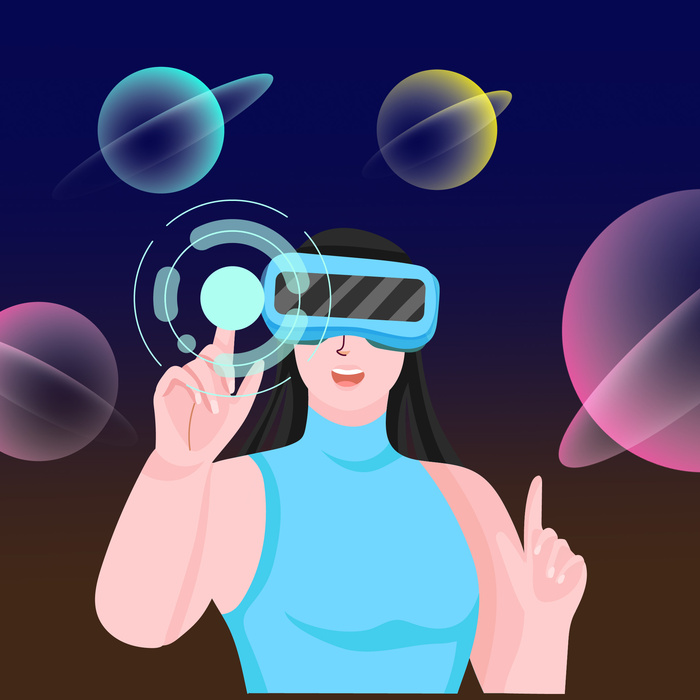 蓝色星空星球vr眼镜