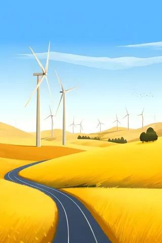 清新乡村路边插画