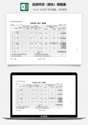 投资所得（损失）明细表excel模板