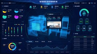 深色科技感酷炫可视化数据大屏仪表盘驾驶舱UI界面PSD模板素材