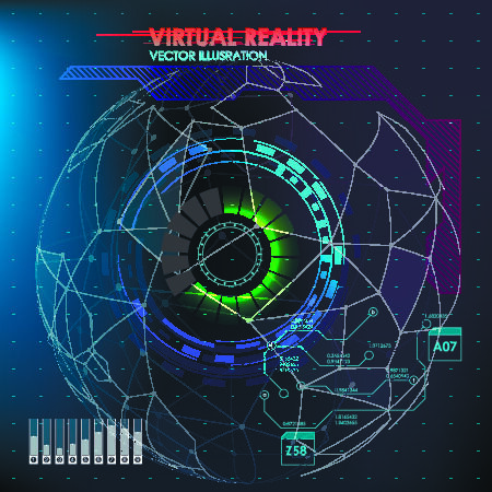 科幻未来科技操作仪表盘HUD元素图游戏UI图标界面边框矢量AI素材