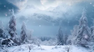 冬日雪景森林山脉摄影图
