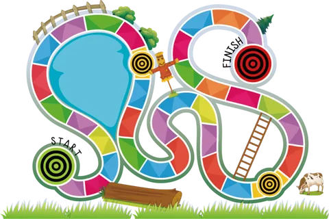 彩色草人木头牛弯曲小路