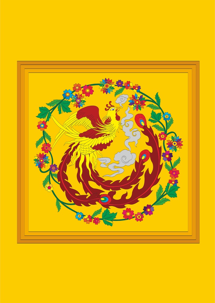 凤凰凤鸟相框装饰cdr矢量模版下载
