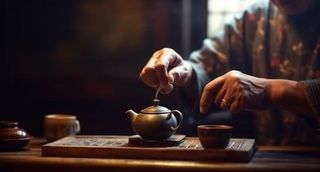 泡茶实物场景摄影背景