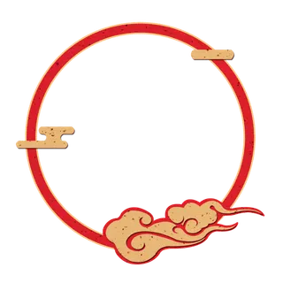 中国风中式传统祥云图案国潮古风边框云纹装饰元素PNG免抠素材图