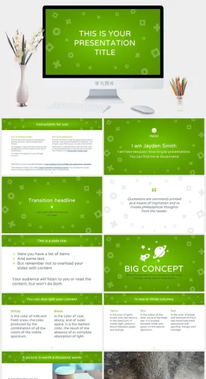 现代简约清新通用背景PPT模板预览图