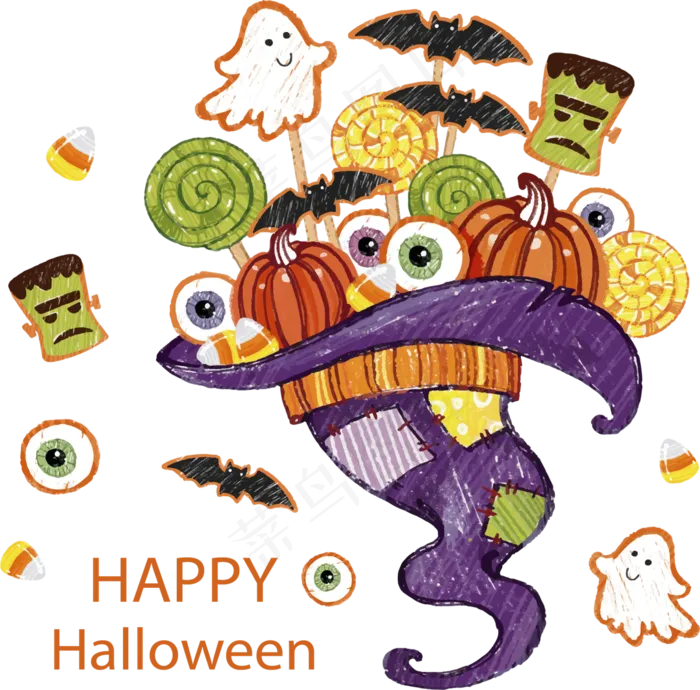 卡通万圣节节日糖果