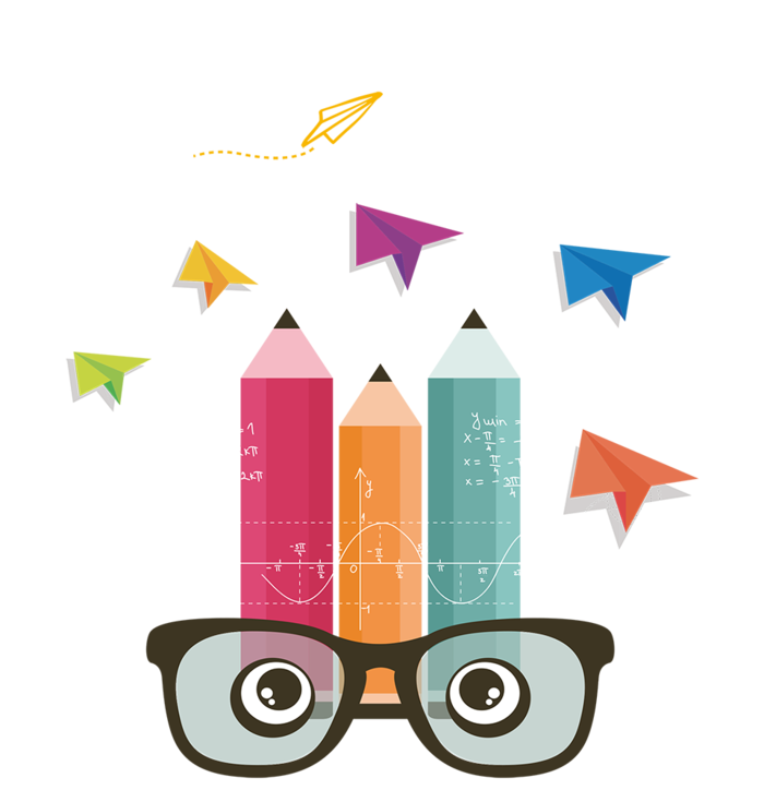 卡通蓝色眼镜笔飞机素材