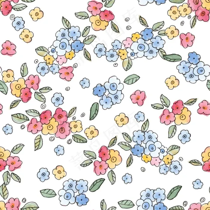 手绘碎花插画ai矢量模版下载