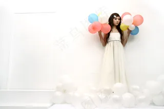 气球美女素材图片下载