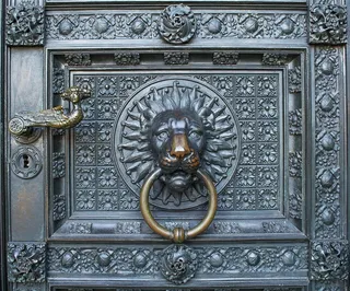 精美狮子门把手图片