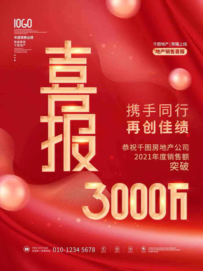 房地产年度销售业绩数据战报喜报