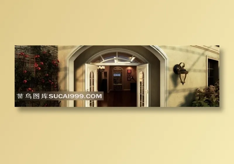 欧式别墅建筑小区 房子大门