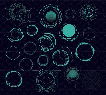科幻未来科技操作仪表盘HUD元素图游戏UI图标界面边框矢量AI素材