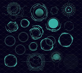 科幻未来科技操作仪表盘HUD元素图游戏UI图标界面边框矢量AI素材