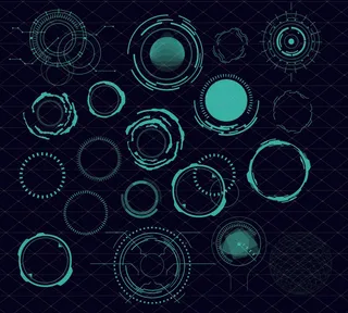 科幻未来科技操作仪表盘HUD元素图游戏UI图标界面边框矢量AI素材