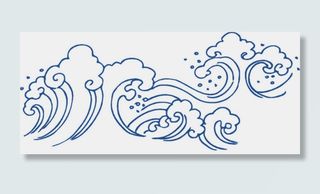 蓝色祥云海浪简笔素材